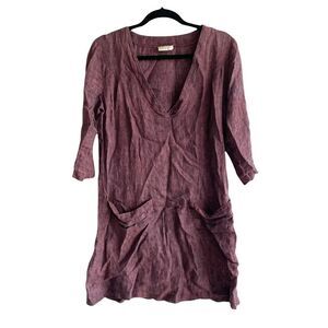 TERRAWARE EARTH-AWARE linen popover tunic dress burgundy S